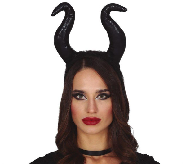 Čelenka černé třpytivé rohy (2)