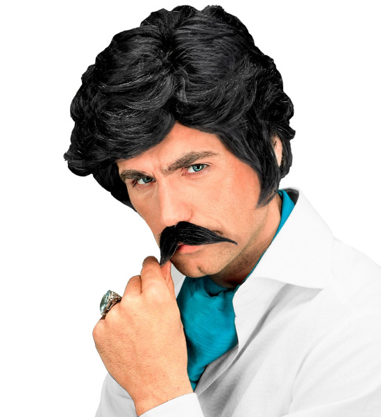 Paruka Casanova Černá s knírkem (3)