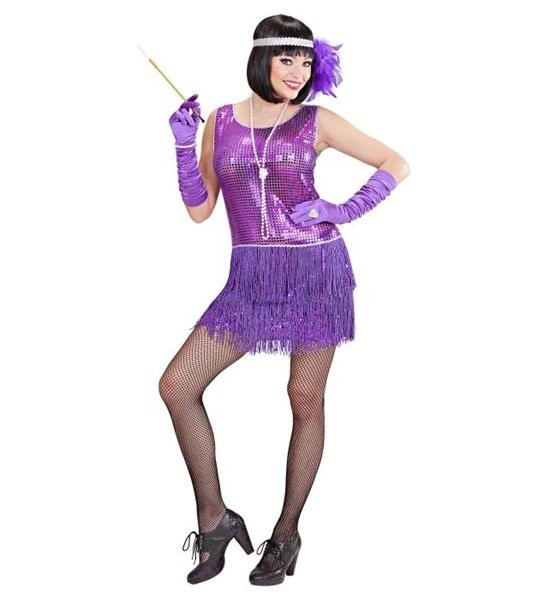 Kostým Charleston fliter s čelenkou vel. XL Barva Fialová (3)