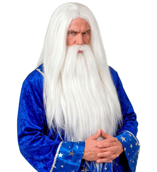 Paruka Čaroděj s Maxi vousy bílá (6)