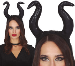 Čelenka černé třpytivé rohy (1)
