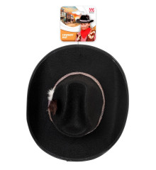 Klobouk kovbojský dětský s peřím černý filcový (4)