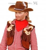 Klobouk kovbojský dětský s peřím hnědý