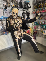 Kostým na halloween kostlivec vel. L (bunda, kalhoty, rukavice, maska) (7)