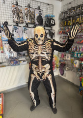 Kostým na halloween kostlivec vel. L (bunda, kalhoty, rukavice, maska) (11)