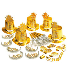 Papírový novoroční párty set na Silvestra pro 10 osob zlatý (3)