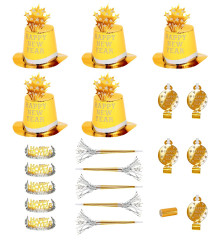 Papírový novoroční párty set na Silvestra pro 10 osob zlatý (5)