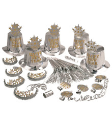 Papírový novoroční párty set na Silvestra pro 10 osob stříbrný (3)