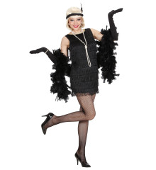 Kostým Charleston Deluxe černý s čelenkou a rukavicemi L (42/44)