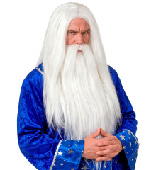 Paruka Čaroděj s Maxi vousy bílá