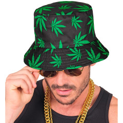 Retro bucket klobouk s motivem konopných listů (2)